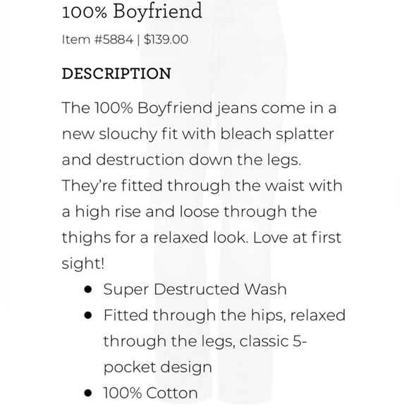 CAbi 100% Boyfriend Distressed Jeans - Style #5884 PO#224115 - Picture 2 of 14